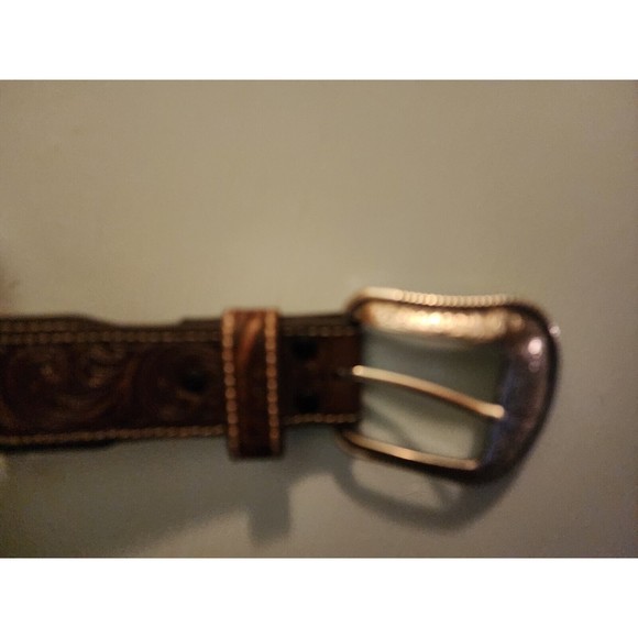 EUC 3D Western Mens Belt Leather Calf Hair Cross Concho Brown Size 46 - Picture 7 of 7